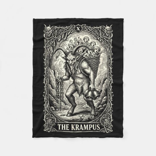 The Krampus Tarot Card Goth Witchy Black Pajamas C Fleece Deken (Voorkant)