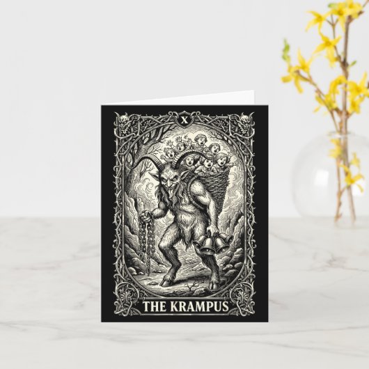 The Krampus Tarot Card Goth Witchy Black Pajamas C Kaart (Gele Bloem)