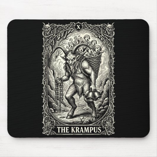 The Krampus Tarot Card Goth Witchy Black Pajamas C Muismat (Voorkant)