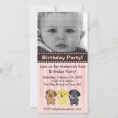 The Labradors Pink Birthday Invitation (Voorkant)