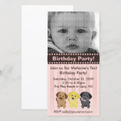 The Labradors Pink Birthday Invitation (Voorkant / Achterkant)
