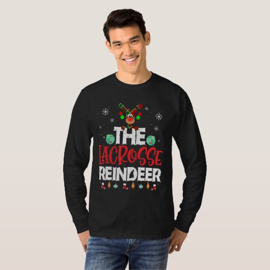 The Lacrosse Reindeer Kerstmis Pajama Family Matc T-shirt (Voorkant volledig)