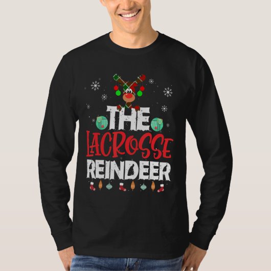 The Lacrosse Reindeer Kerstmis Pajama Family Matc T-shirt (Voorkant)