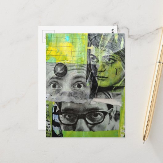 The Lady and the Doctors Mixed Media Collage Briefkaart (Voorkant / Achterkant in situ)