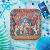 The Lady en de Unicorn 1500 Paris Tapestry Papieren Bordje (Feest)