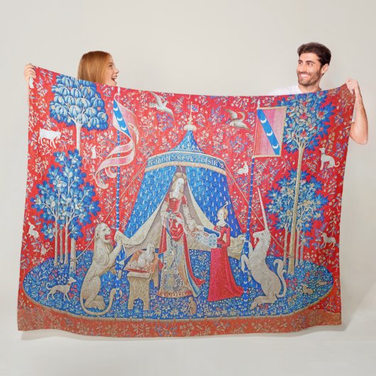 The Lady en de Unicorn/A Mon Seul Desir Fleece Deken (In situ)