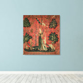 The Lady en de Unicorn: "Aanraking" Canvas Afdruk (Insitu (Houten vloer))