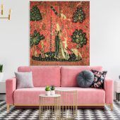 The Lady en de Unicorn: "Aanraking" Canvas Afdruk (Insitu (Woonkamer))