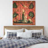 The Lady en de Unicorn: "Aanraking" Canvas Afdruk (Insitu (Slaapkamer))