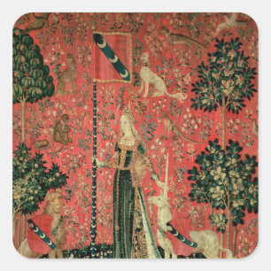 The Lady en de Unicorn: "Aanraking" Vierkante Sticker