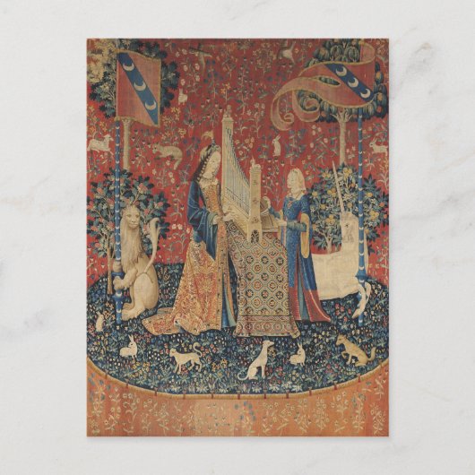 The Lady en de Unicorn: 'Hoorzitting' Briefkaart (Voorkant)