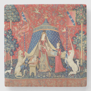 The Lady en de Unicorn: "Naar mijn enige wens" Stenen Onderzetter