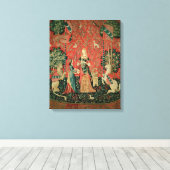 The Lady en de Unicorn: 'Ruik' Canvas Afdruk (Insitu (Houten vloer))