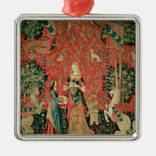 The Lady en de Unicorn: "Ruik" Metalen Ornament