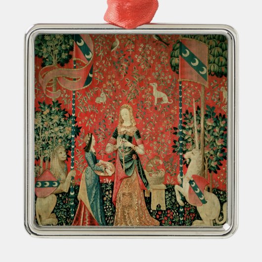 The Lady en de Unicorn: "Ruik" Metalen Ornament (Voorkant)