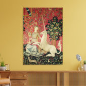 The Lady en de Unicorn: 'Sight' Canvas Afdruk (Insitu (Woonkamer))