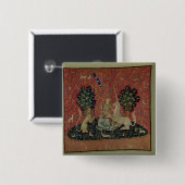 The Lady en de Unicorn: 'Sight' Vierkante Button 5,1 Cm (Voorkant /achterkant)