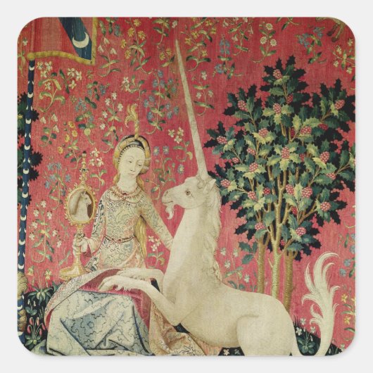 The Lady en de Unicorn: 'Sight' Vierkante Sticker (Voorkant)