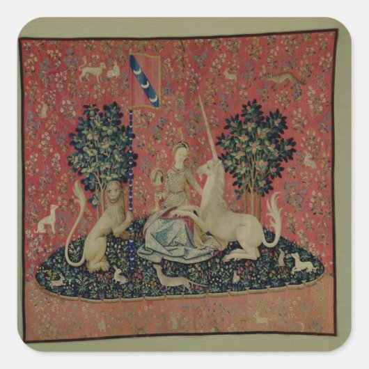 The Lady en de Unicorn: 'Sight' Vierkante Sticker (Voorkant)