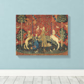 The Lady en de Unicorn: 'Smaak' Canvas Afdruk (Insitu (Houten vloer))