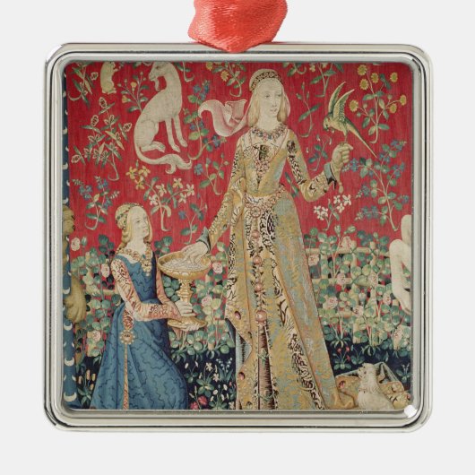 The Lady en de Unicorn: "Smaak" Metalen Ornament (Voorkant)