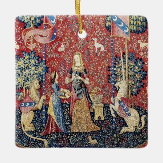 The Lady en de Unicorn, Smell Keramisch Ornament (Voorkant)