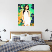 The Lady met Spring Flowers Canvas Afdruk (Insitu (Slaapkamer))