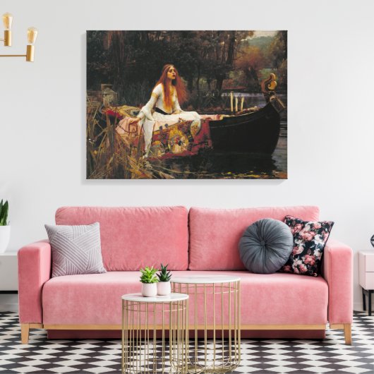 The Lady of Shalott, John William Waterhouse Canvas Afdruk (Insitu (Woonkamer))