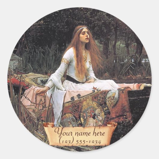 "The Lady of Shalott" Pre-Raphaelite Bookplate Ronde Sticker (Voorkant)