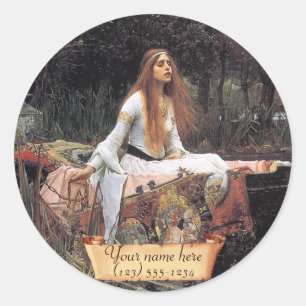 "The Lady of Shalott" Pre-Raphaelite Bookplate Ronde Sticker