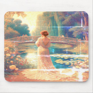 The Lady Standing Beside the Lake on a Mousepad Muismat