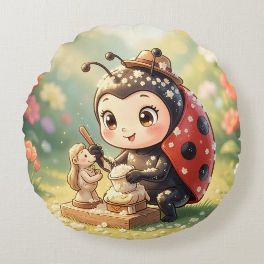 The Ladybug and the Hidden Nectar Kingdom.9 Rond Kussen (Voorkant)