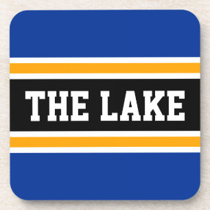 THE LAKE Athletic Koningsblauw Oranje Zwart Strepe Bier Onderzetter