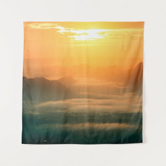 The landscape photo,  beautiful sea fog in morning wandkleed (Voorkant)