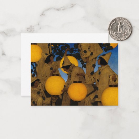 The Lantern Bearers, 1908, van Maxfield Parrish Notitiekaartje (Voorkant / Achterkant in situ)