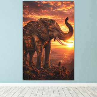 The Last Guardian — Oude Afrikaanse Olifant Draagt Canvas Afdruk