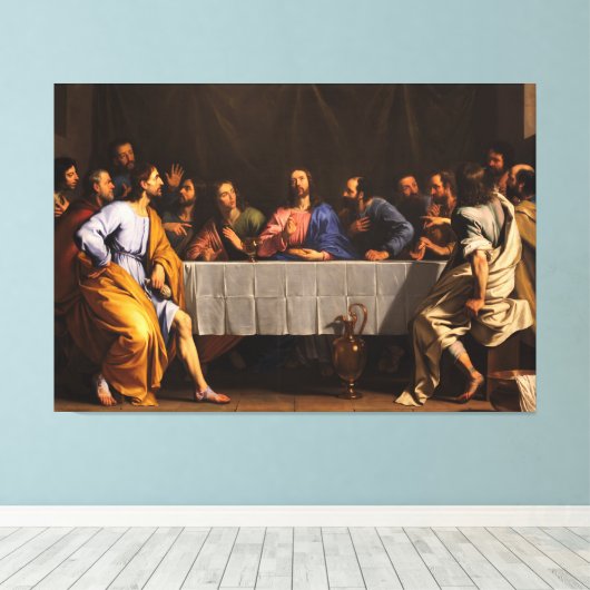 The Last Supper van Philippe de Champaigne (1648) Canvas Afdruk (Insitu (Houten vloer))