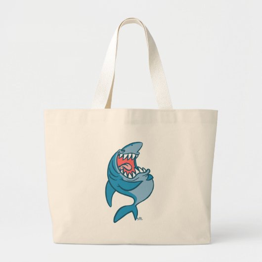 The Laughing Shark cartoon strand bag Grote Tote Bag (Voorkant)