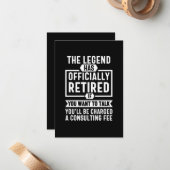 the legend Has Officially Retired Notitiekaartje (Voorkant / Achterkant in situ)