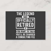 the legend Has Officially Retired Visitekaartje (Voorkant)