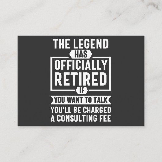 the legend Has Officially Retired Visitekaartje (Voorkant)
