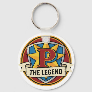 The Legend Monogram P - Aangepaste Superheld Gamer Sleutelhanger