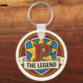 The Legend Monogram P - Aangepaste Superheld Gamer Sleutelhanger (Voorkant)