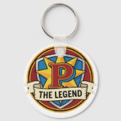 The Legend Monogram P - Aangepaste Superheld Gamer Sleutelhanger (Achterkant)
