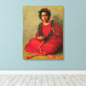 The Lei Maker 1901 by Theodore Wores Canvas Afdruk (Insitu (Houten vloer))