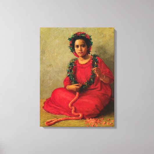 The Lei Maker 1901 by Theodore Wores Canvas Afdruk (Voorkant)