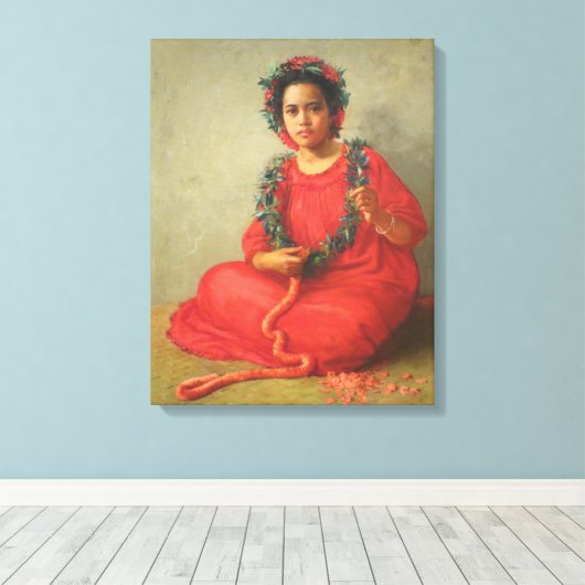 "The Lei Maker" — Theodore Wores Canvas Afdruk (Insitu (Houten vloer))