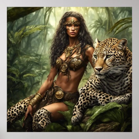 The Leopard Princess Pinup Girl Style Wall Poster (Voorkant)