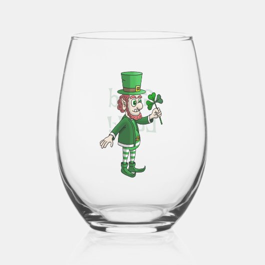 The Leprechaun with a shamrock Wijnglas Zonder Voet (Voorkant)