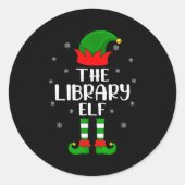 The Library Elf Christmas Party Matching Family Xm Ronde Sticker (Voorkant)